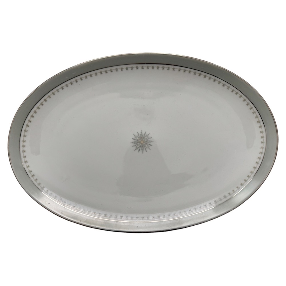 NORITAKE CHINA (Gotham Platinum) PLATTER (#6119) 12" X 8" Japan